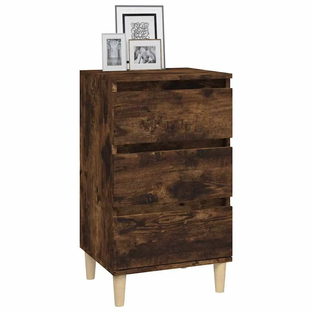 Bedside Cabinet Engineered Wood 40x35x70cm Brown 3 Drawer Nightstand Storage