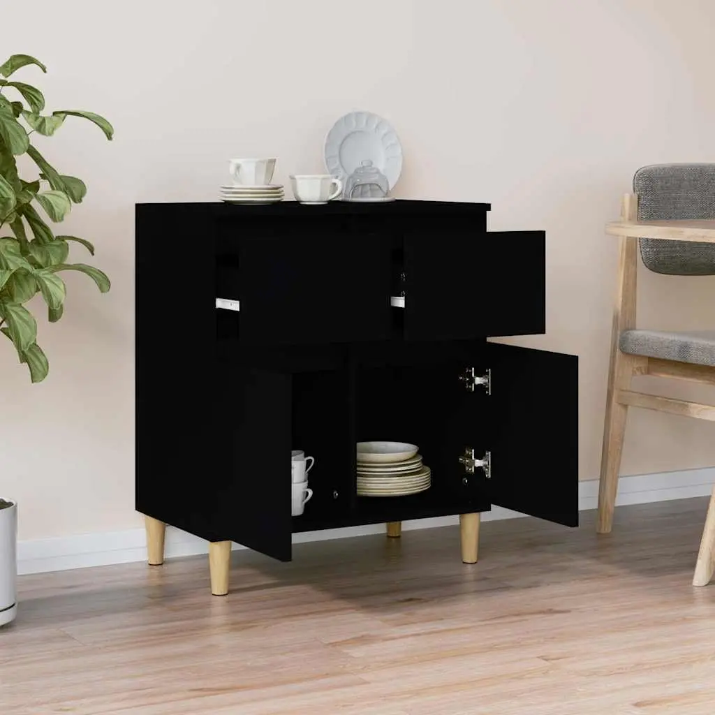 Sideboard Black 60x35x70 cm Buffet Cabinet Storage Cupboard 2 Drawers 2 Doors