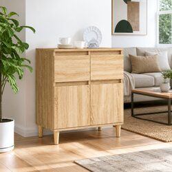 Sideboard Storage Cabinet Brown 60x35x70cm Engineered Wood Drawers Compartments