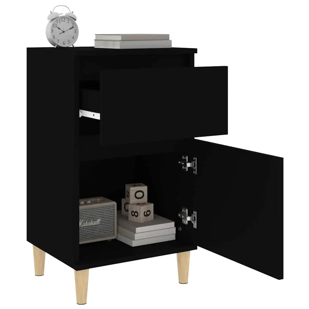 Bedside Table Engineered Wood 40x35x70cm Black