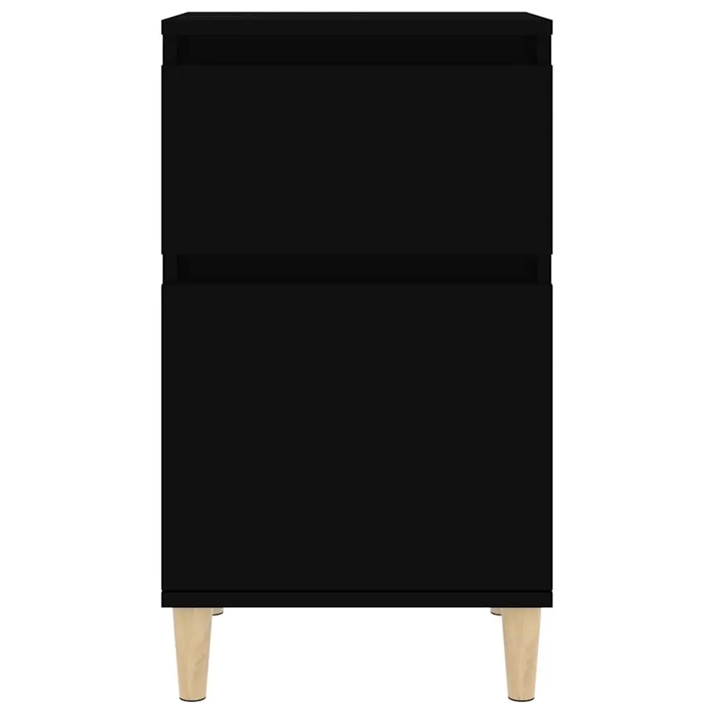 Bedside Cabinets 2 Pieces Black Nightstands Storage Organiser Bedroom Furniture