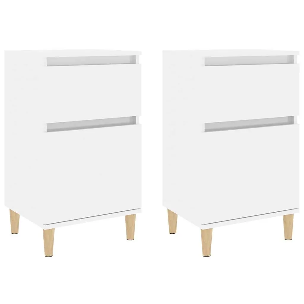 Bedside Cabinets Engineered Wood 40 x 35 x 70 cm White High Gloss 2 Piece Nightstand Storage Bedroom Furniture Set