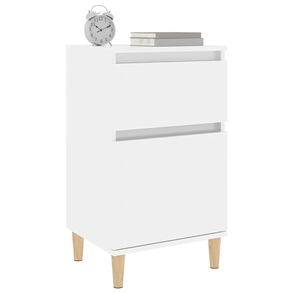 Bedside Cabinets Engineered Wood 40 x 35 x 70 cm White High Gloss 2 Piece Nightstand Storage Bedroom Furniture Set