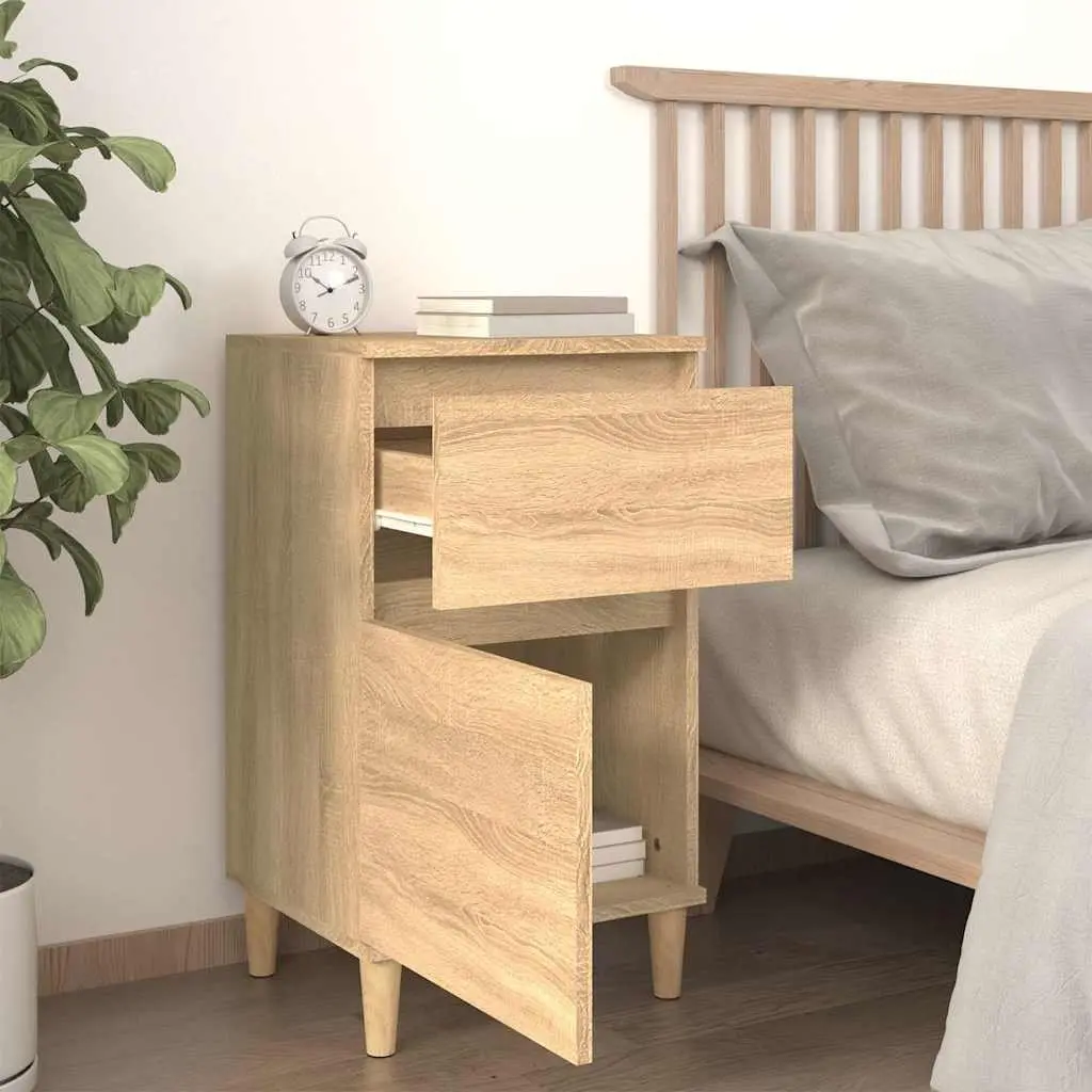 Bedside Table Cabinet Brown Storage Nightstand Bedroom Furniture Organiser