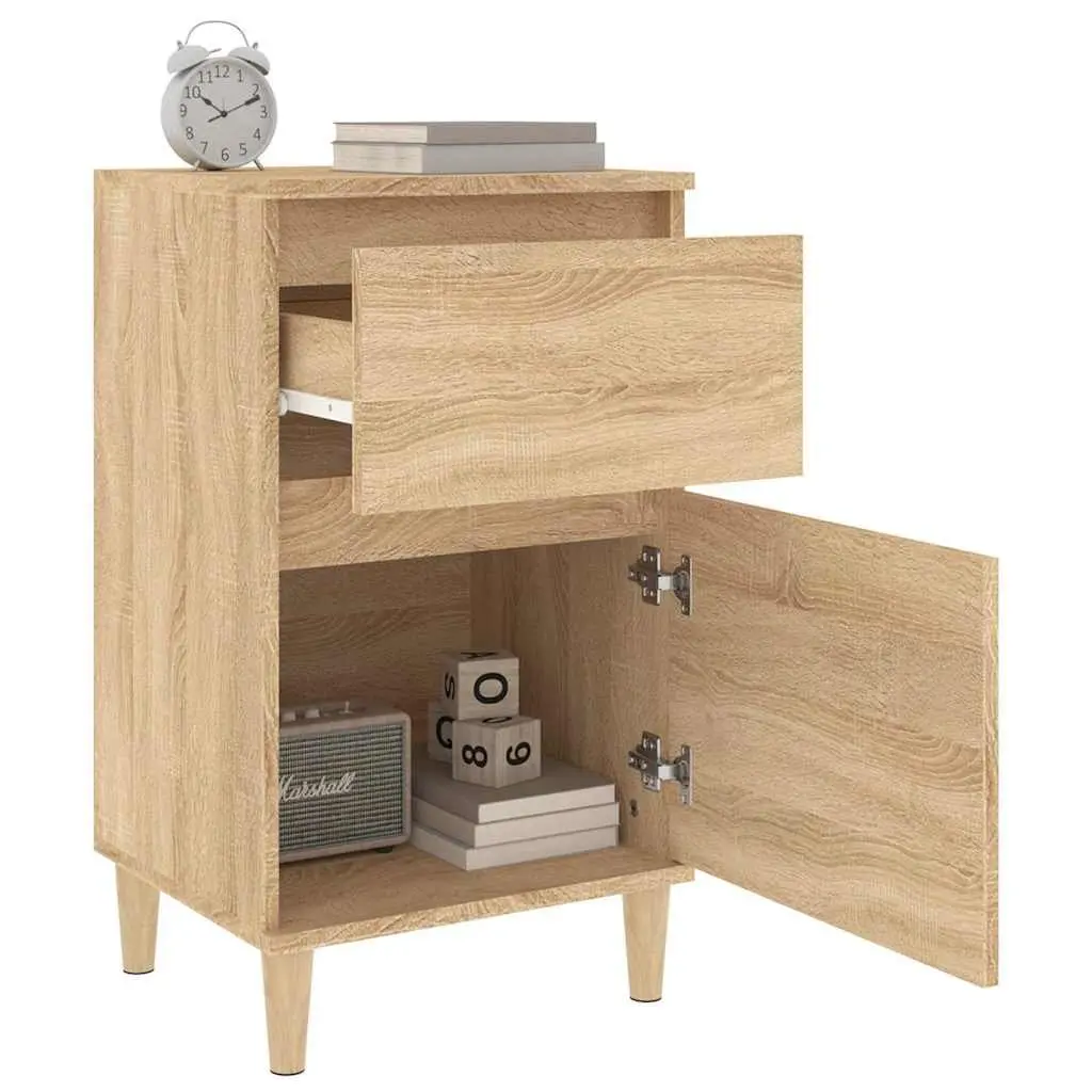 Brown Nightstand Storage Organiser Bedside Cabinet Engineered Wood 40x35x70cm Set of 2