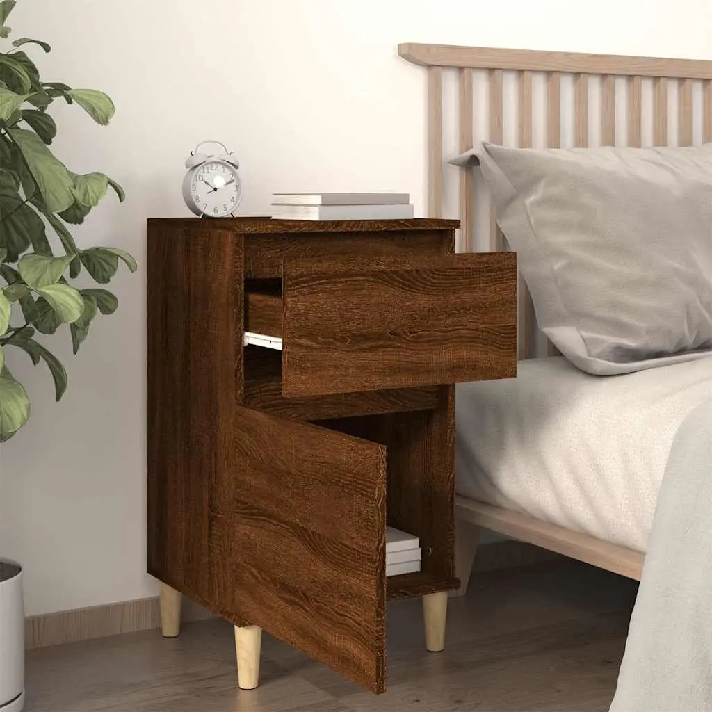 Bedside Cabinet Brown Oak Storage Nightstand Table 40x35x70cm Bedroom Furniture