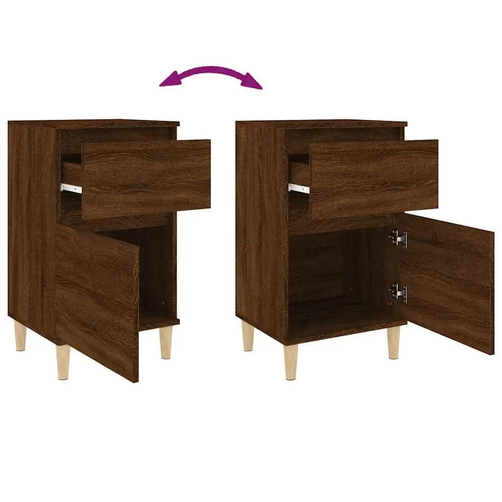 Bedside Cabinet Brown Oak Storage Nightstand Table 40x35x70cm Bedroom Furniture