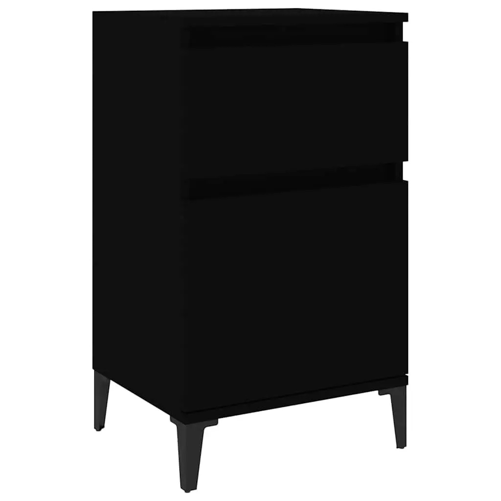 Black Nightstand Engineered Wood Storage Cabinet 40x35x70cm Bedroom Furniture