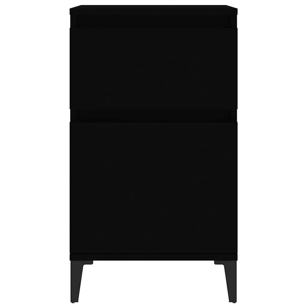Black Nightstand Engineered Wood Storage Cabinet 40x35x70cm Bedroom Furniture