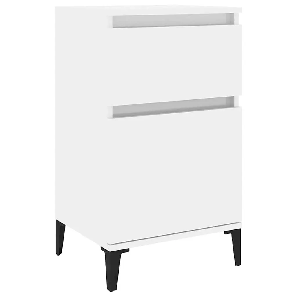 Bedside Table Engineered Wood 40 x 35 x 70 cm White High Gloss Nightstand