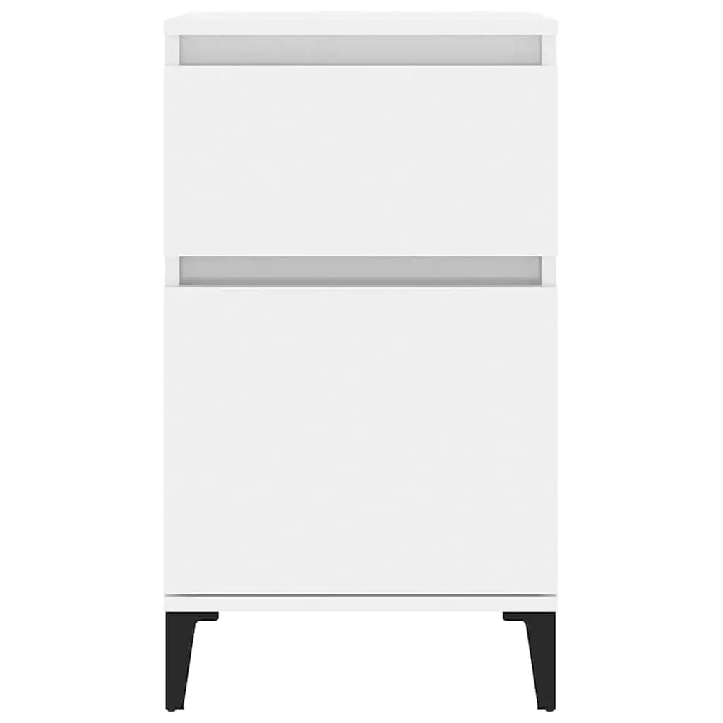 Bedside Table Engineered Wood 40 x 35 x 70 cm White High Gloss Nightstand