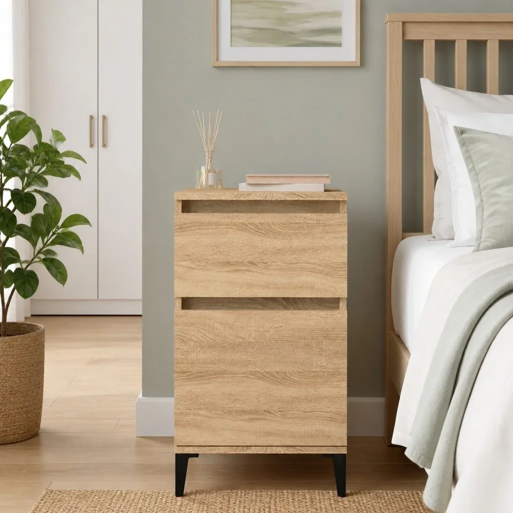 Bedside Table Engineered Wood Brown 40 x 35 x 70 cm