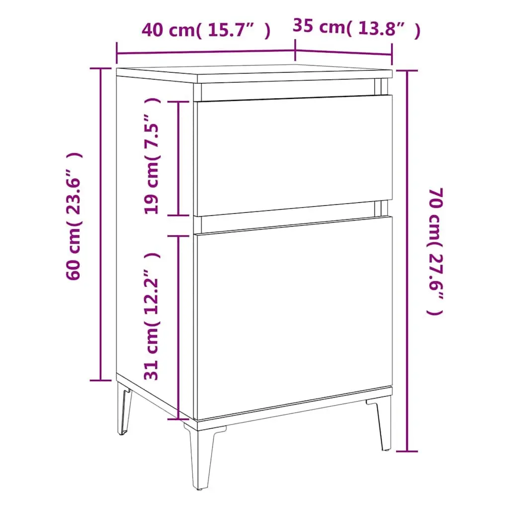 Bedside Table Engineered Wood Brown 40 x 35 x 70 cm