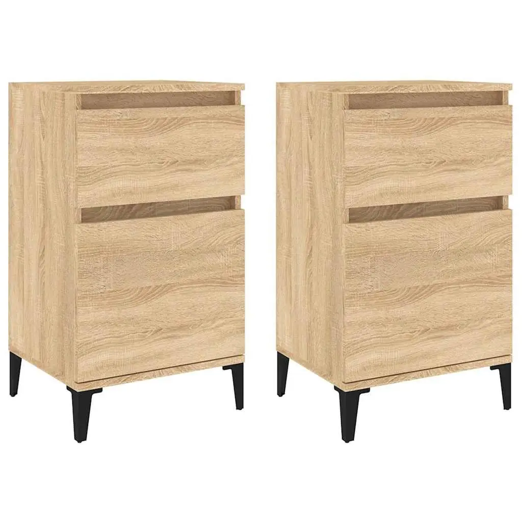 Bedside Cabinets 2 pcs Brown Storage Nightstand Organiser 40x35x70 cm