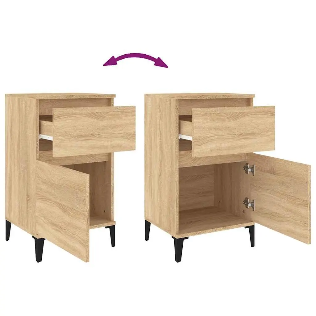 Bedside Cabinets 2 pcs Brown Storage Nightstand Organiser 40x35x70 cm
