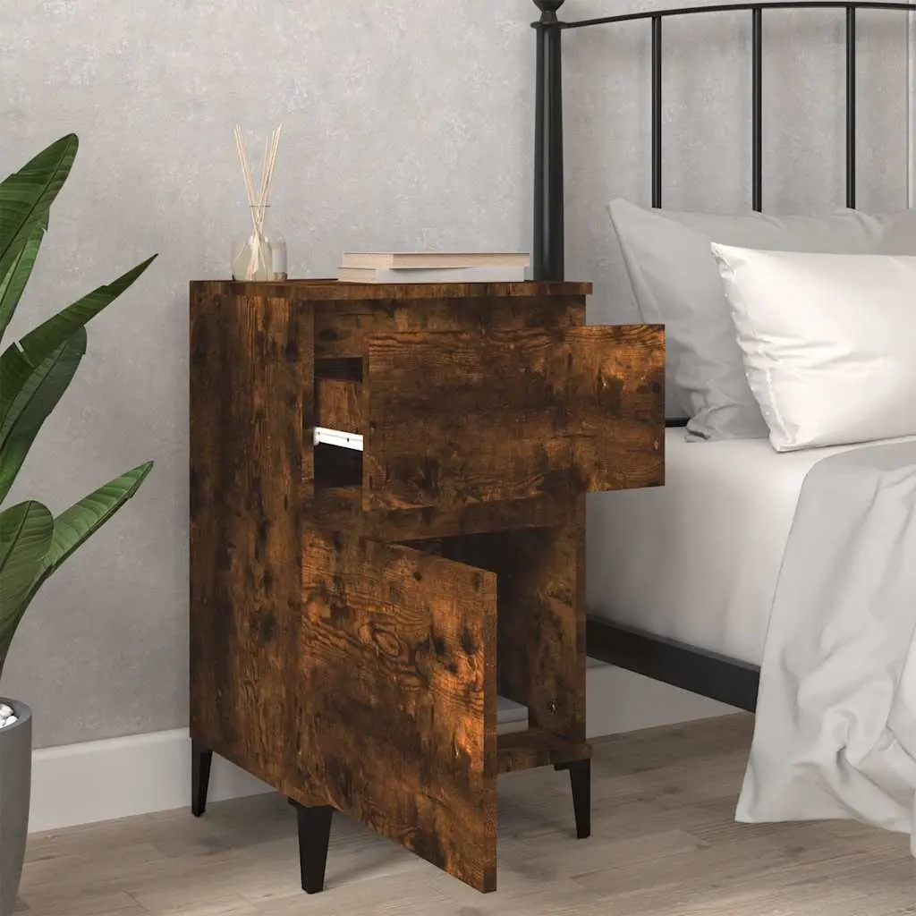 Bedside Cabinets Brown Engineered Wood Storage 2 Piece 40x35x70 cm Furniture
