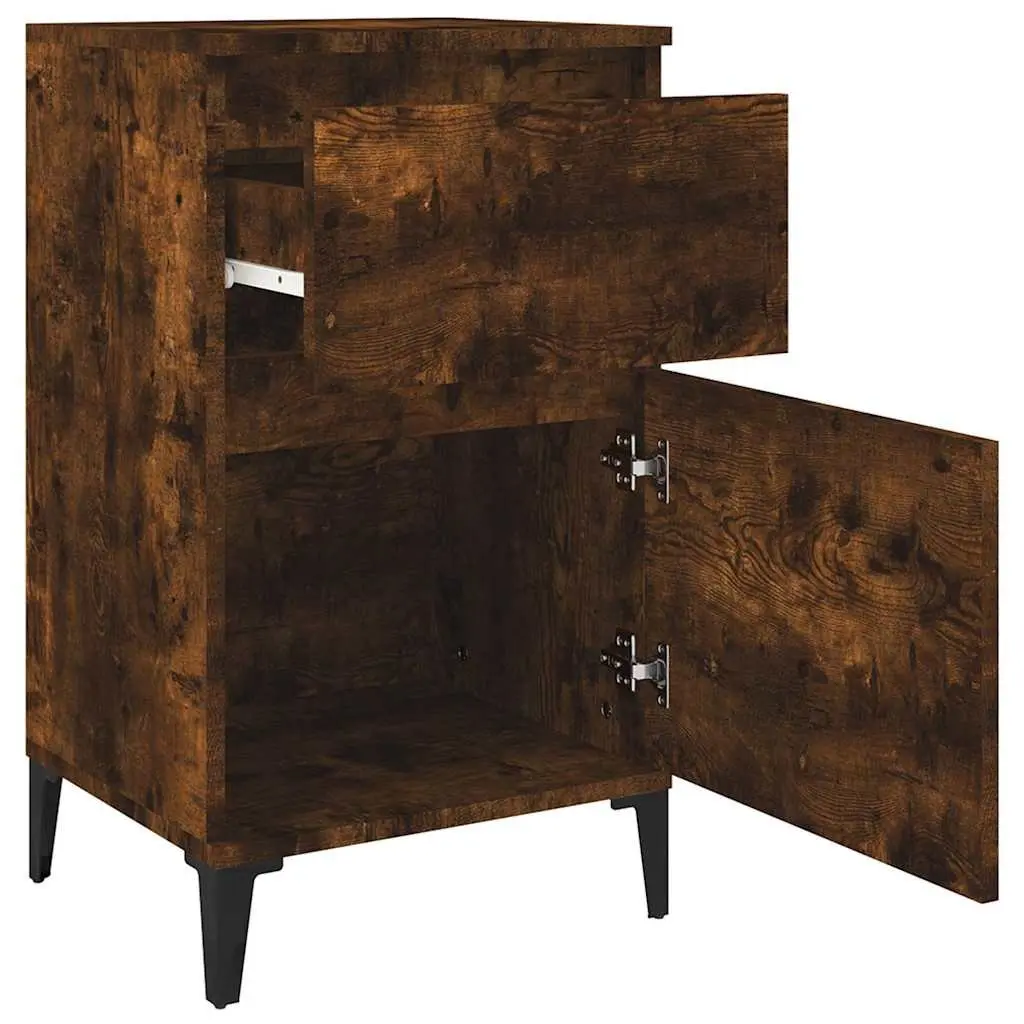 Bedside Cabinets Brown Engineered Wood Storage 2 Piece 40x35x70 cm Furniture