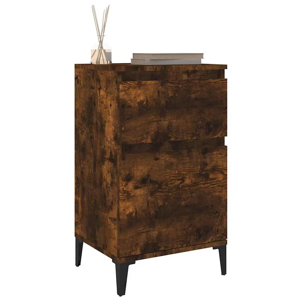 Bedside Cabinets Brown Engineered Wood Storage 2 Piece 40x35x70 cm Furniture