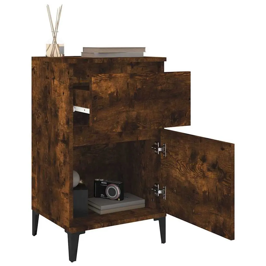 Bedside Cabinets Brown Engineered Wood Storage 2 Piece 40x35x70 cm Furniture