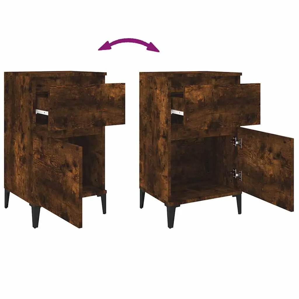 Bedside Cabinets Brown Engineered Wood Storage 2 Piece 40x35x70 cm Furniture
