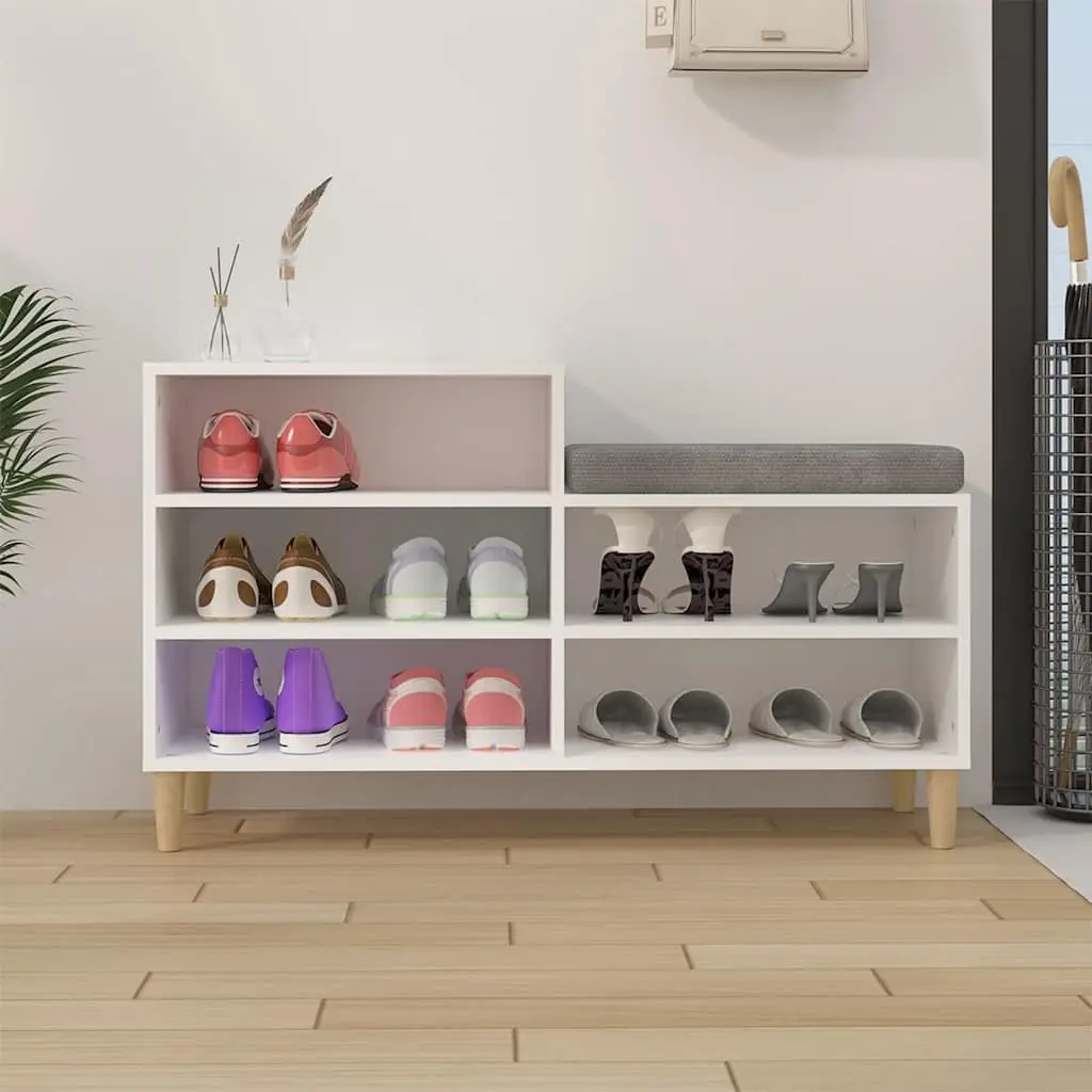 Shoe Cabinet White 102x36x60cm Engineered Wood Storage Organiser 5 Compartments