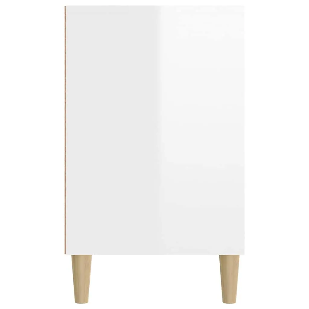 Shoe Cabinet Engineered Wood 102 x 36 x 60 cm White High Gloss 5 Compartments Wooden Legs