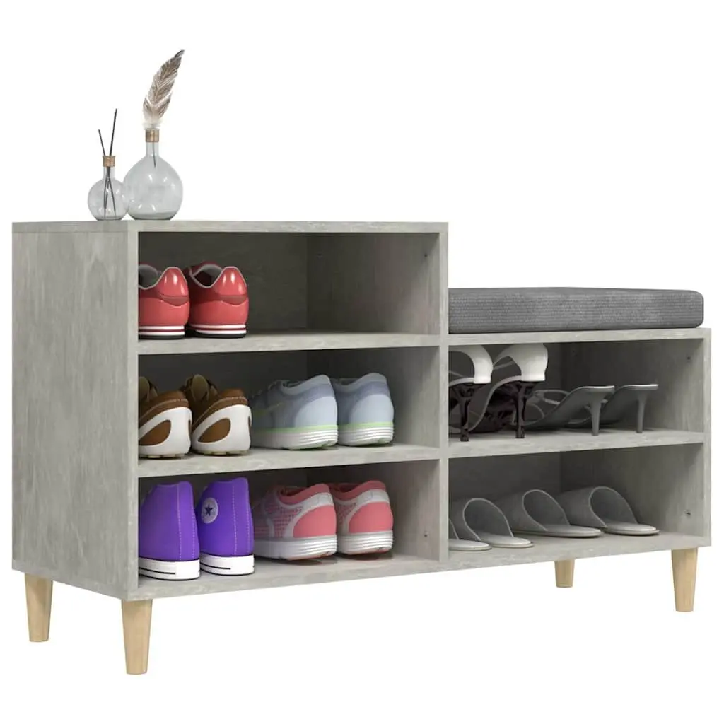 Shoe Storage Cabinet Engineered Wood 5 Compartments Grey Wooden Legs