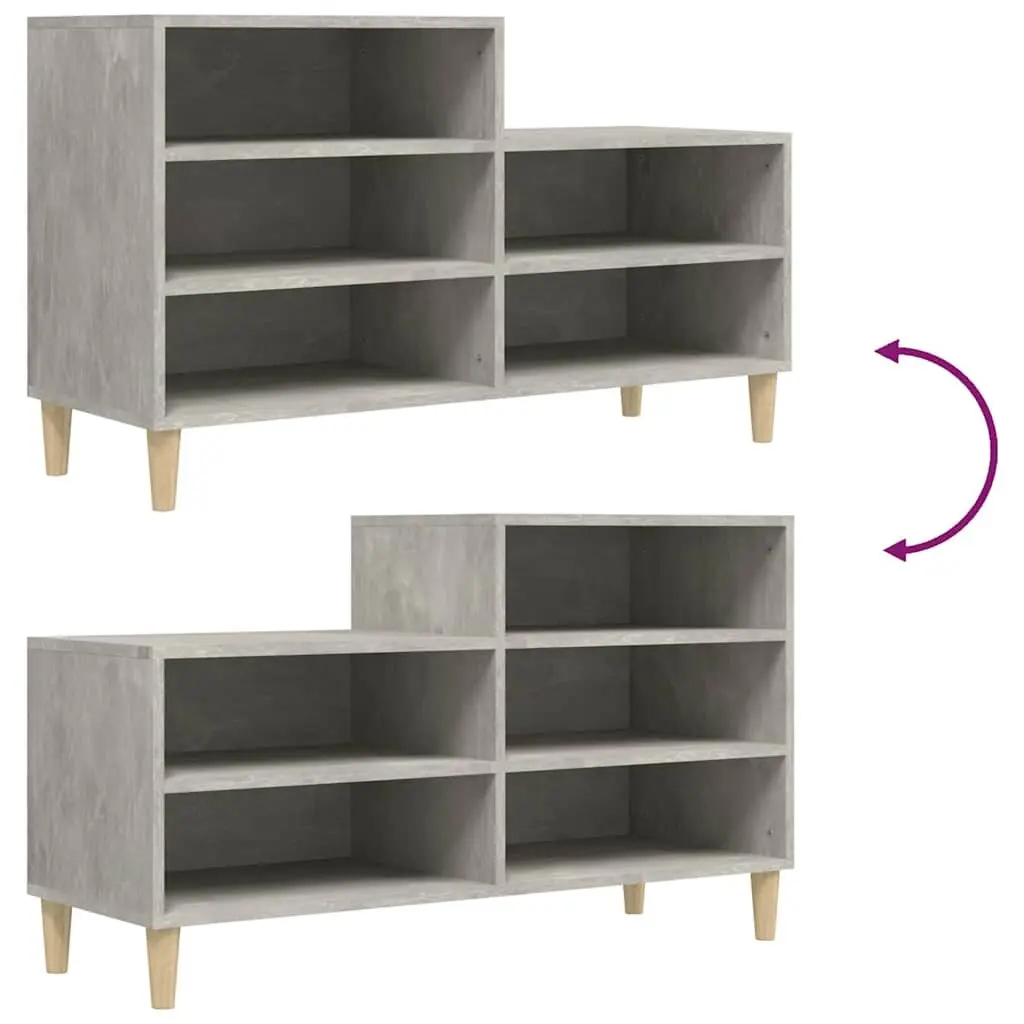 Shoe Storage Cabinet Engineered Wood 5 Compartments Grey Wooden Legs