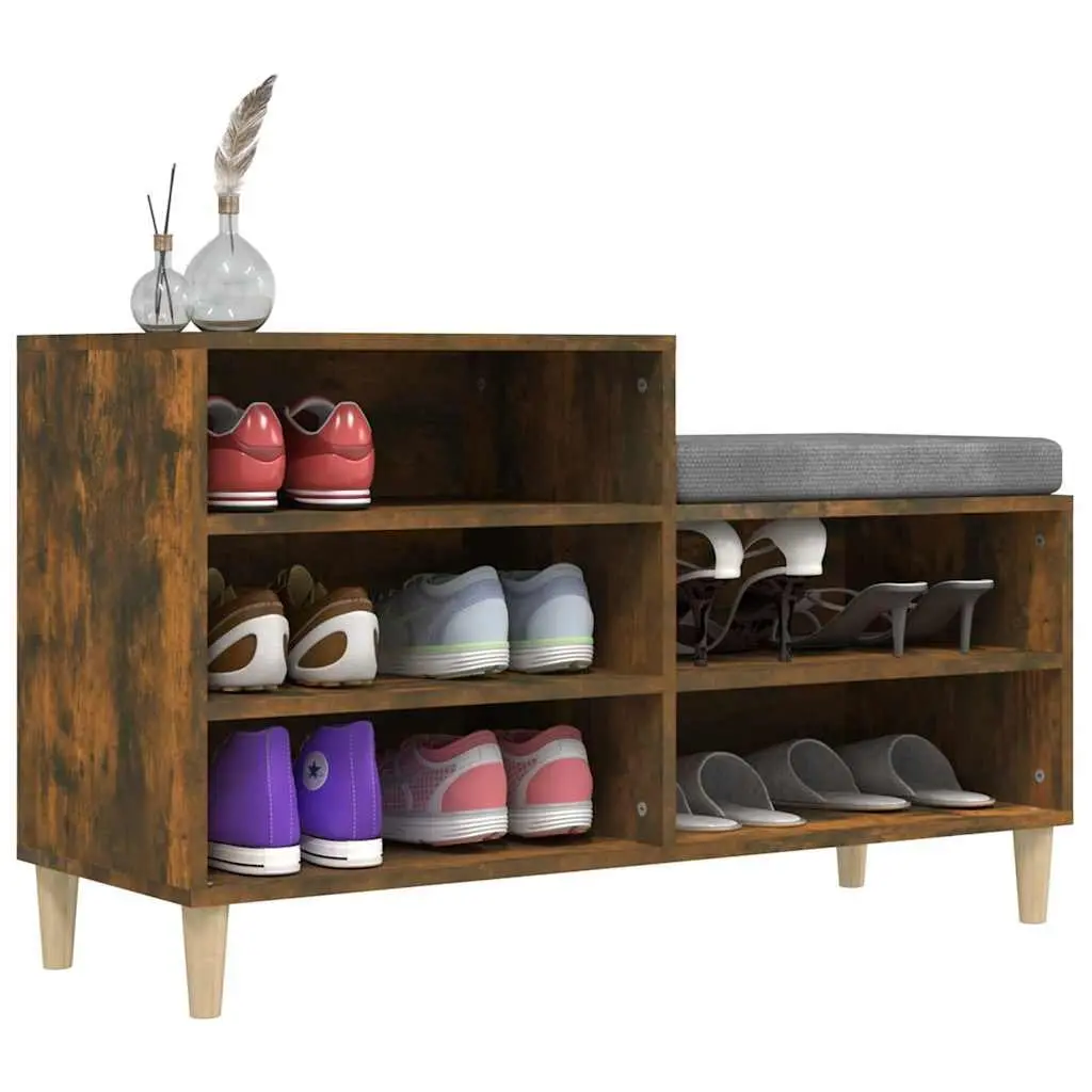 Shoe Cabinet Engineered Wood 102 x 36 x 60 cm Brown 5 Compartments Storage Organiser