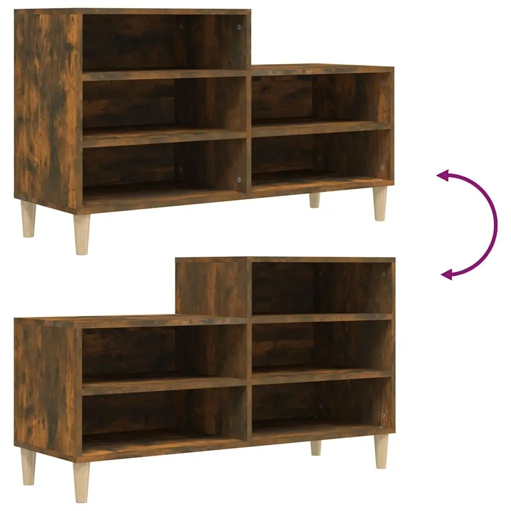 Shoe Cabinet Engineered Wood 102 x 36 x 60 cm Brown 5 Compartments Storage Organiser