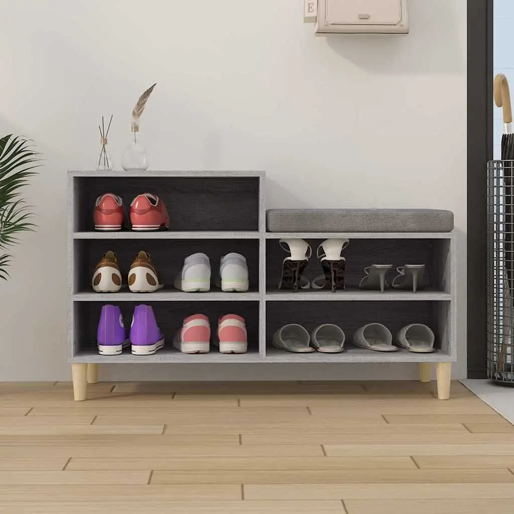 Shoe Storage Organiser Engineered Wood 102cm Grey Sonoma 5 Compartments 36cm Depth 60cm Height