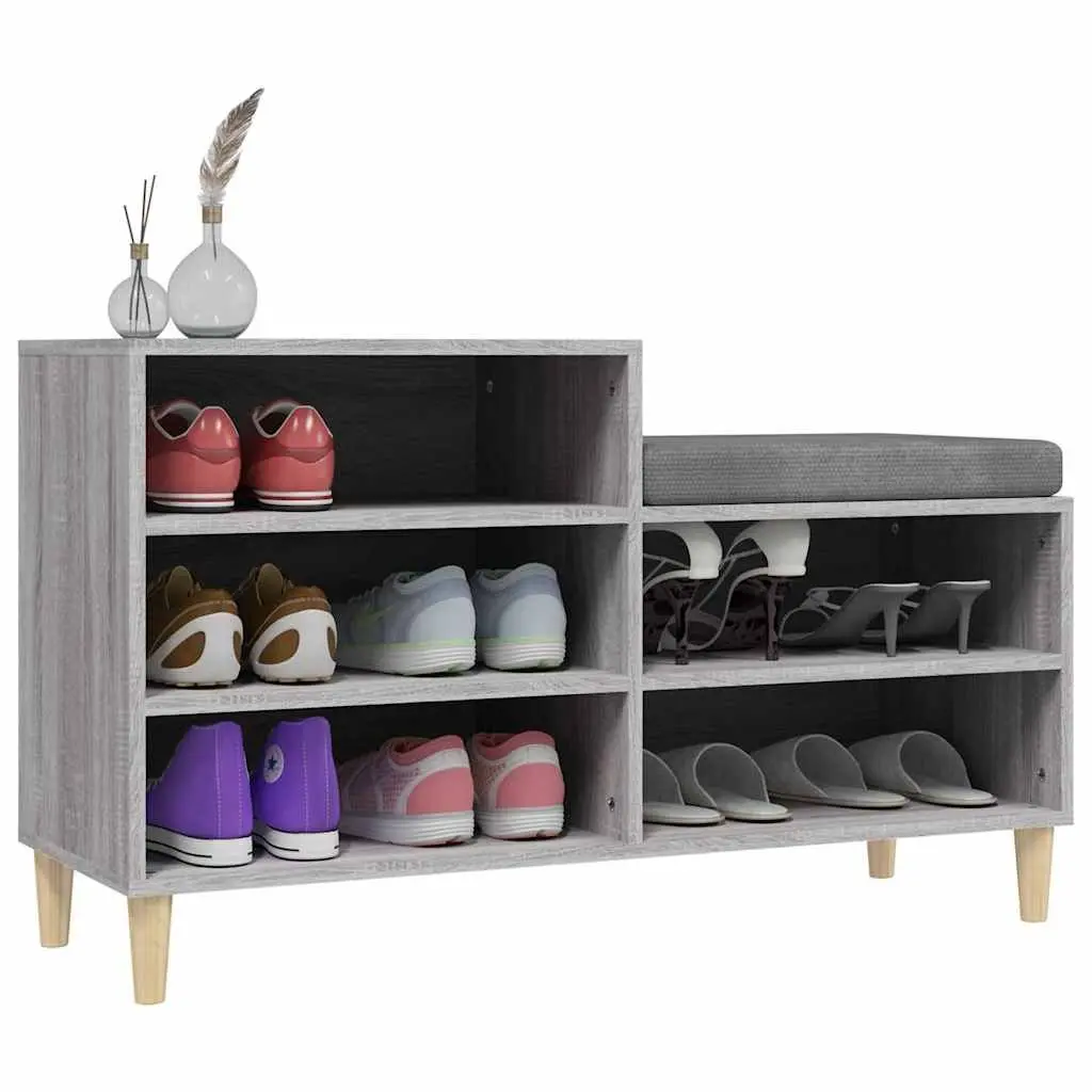Shoe Storage Organiser Engineered Wood 102cm Grey Sonoma 5 Compartments 36cm Depth 60cm Height