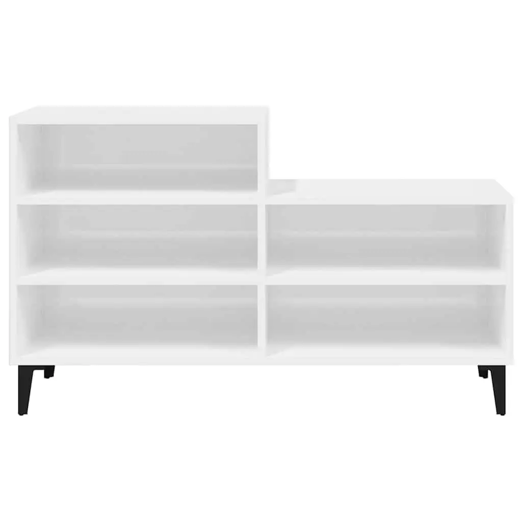 Shoe Cabinet Engineered Wood 5 Shelves White High Gloss Storage Organiser Unit
