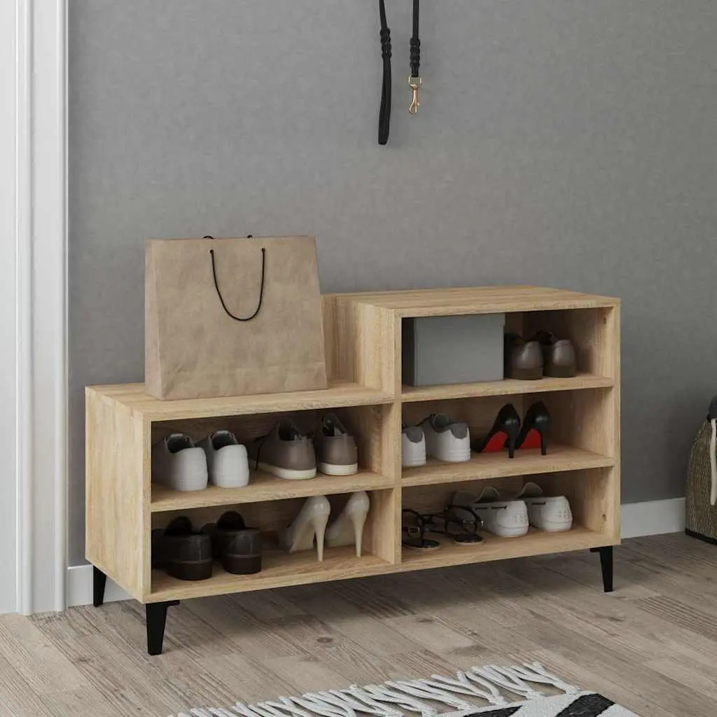 Shoe Cabinet Organiser Engineered Wood 5 Shelf Beige
