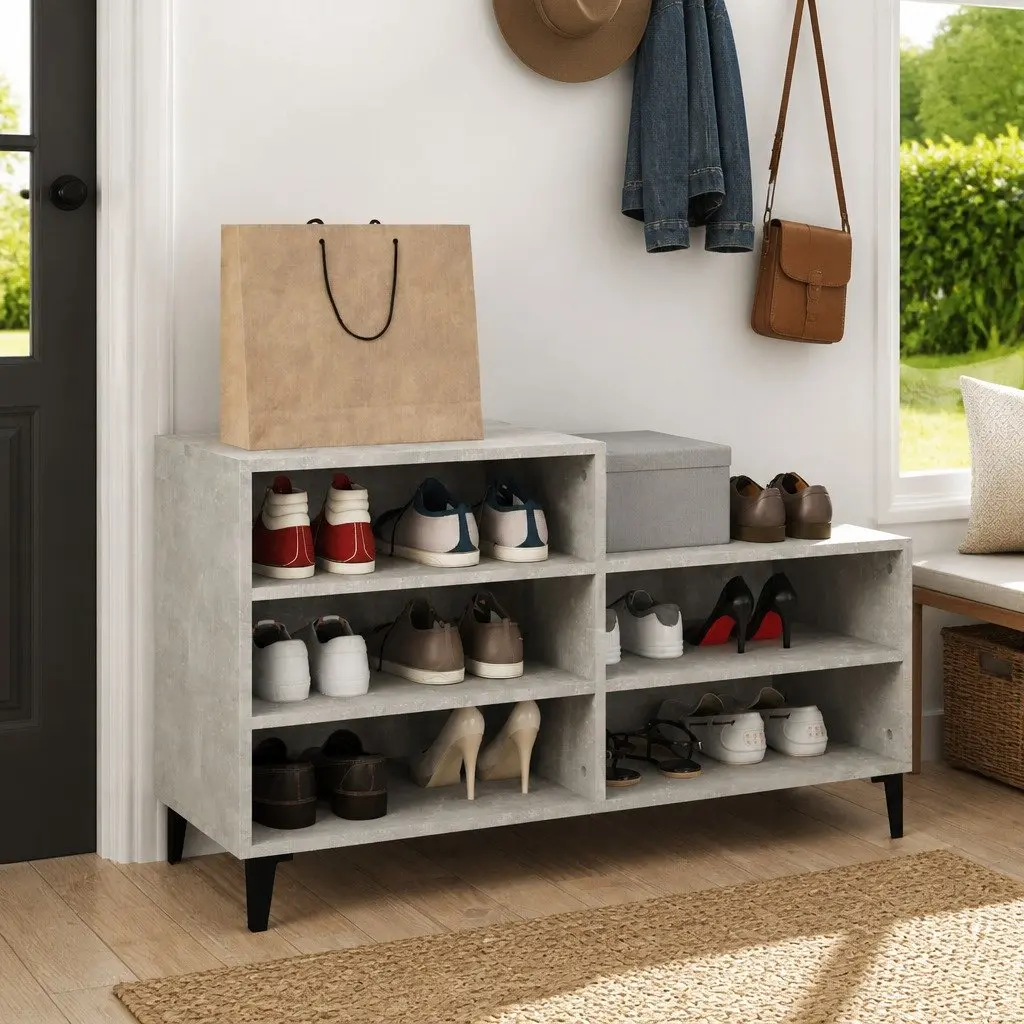 Shoe Cabinet Engineered Wood 102x36x60cm Grey Storage Rack 5 Shelves Organiser