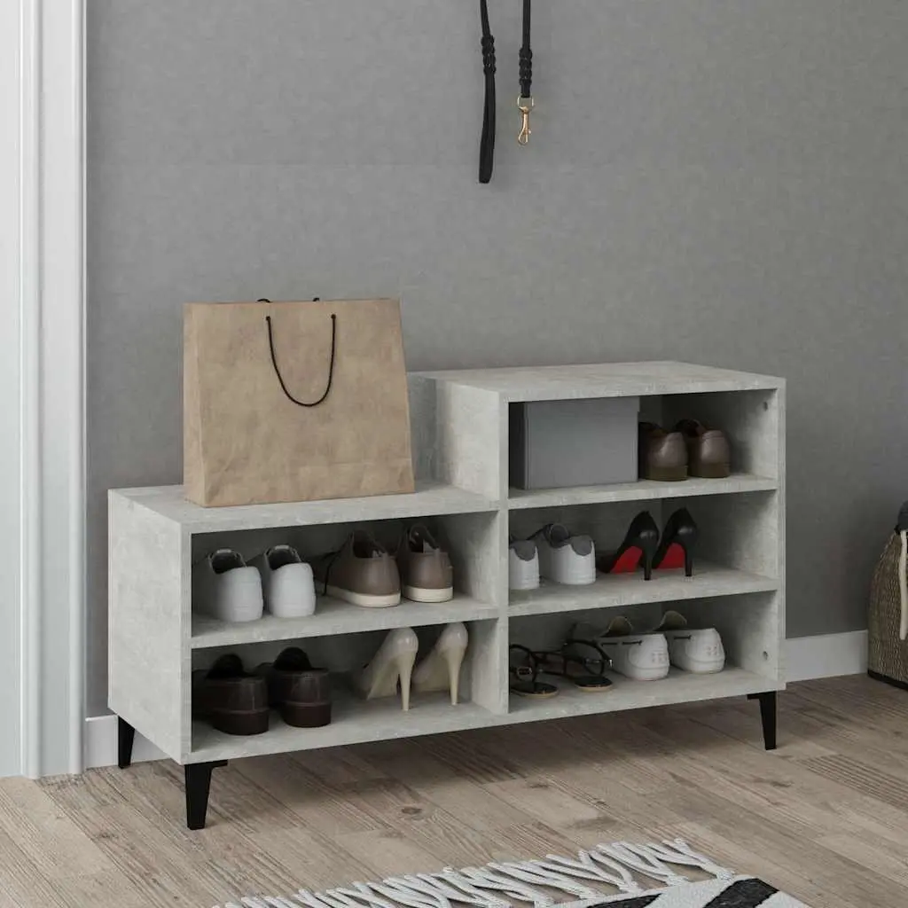Shoe Cabinet Engineered Wood 102x36x60cm Grey Storage Rack 5 Shelves Organiser