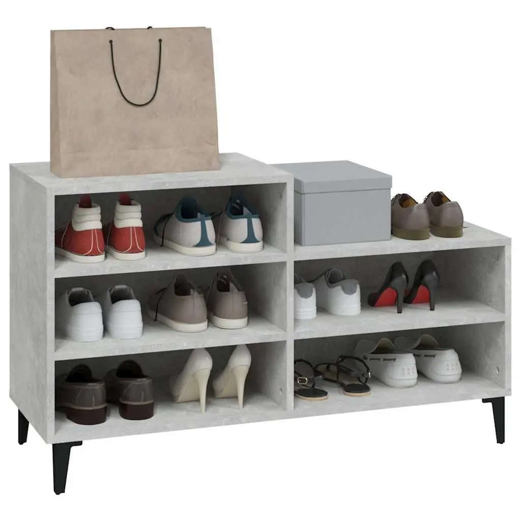 Shoe Cabinet Engineered Wood 102x36x60cm Grey Storage Rack 5 Shelves Organiser
