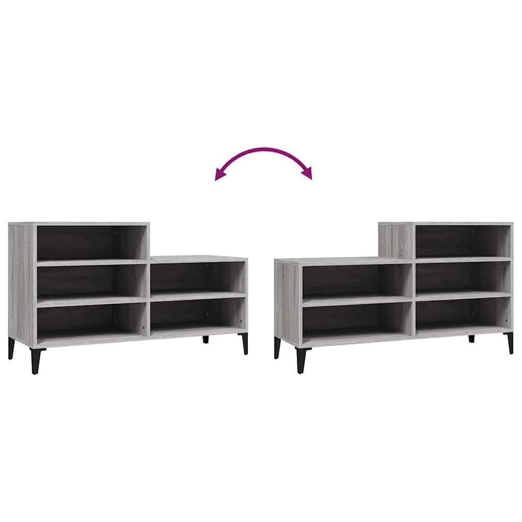 GreyEngineeredWoodShoeCabinet5ShelfCompactStorageOrganiserFurniture