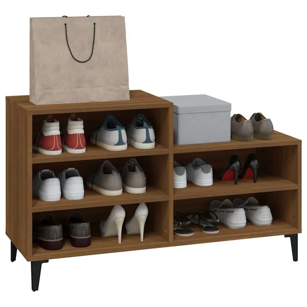 Brown Oak Shoe Cabinet for Home Use