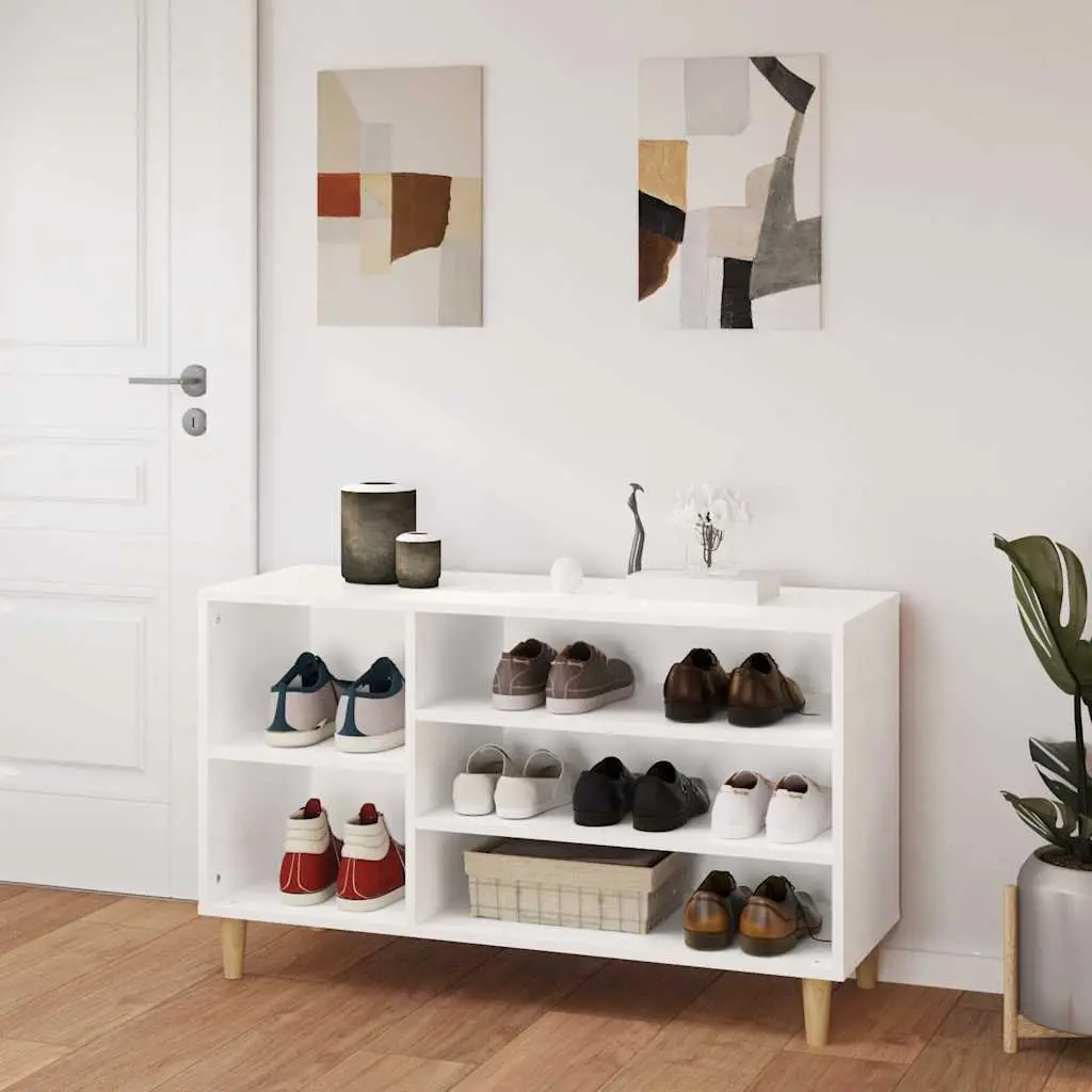 Shoe Cabinet Engineered Wood 102x36x60 cm White Storage Organiser Hall Furniture