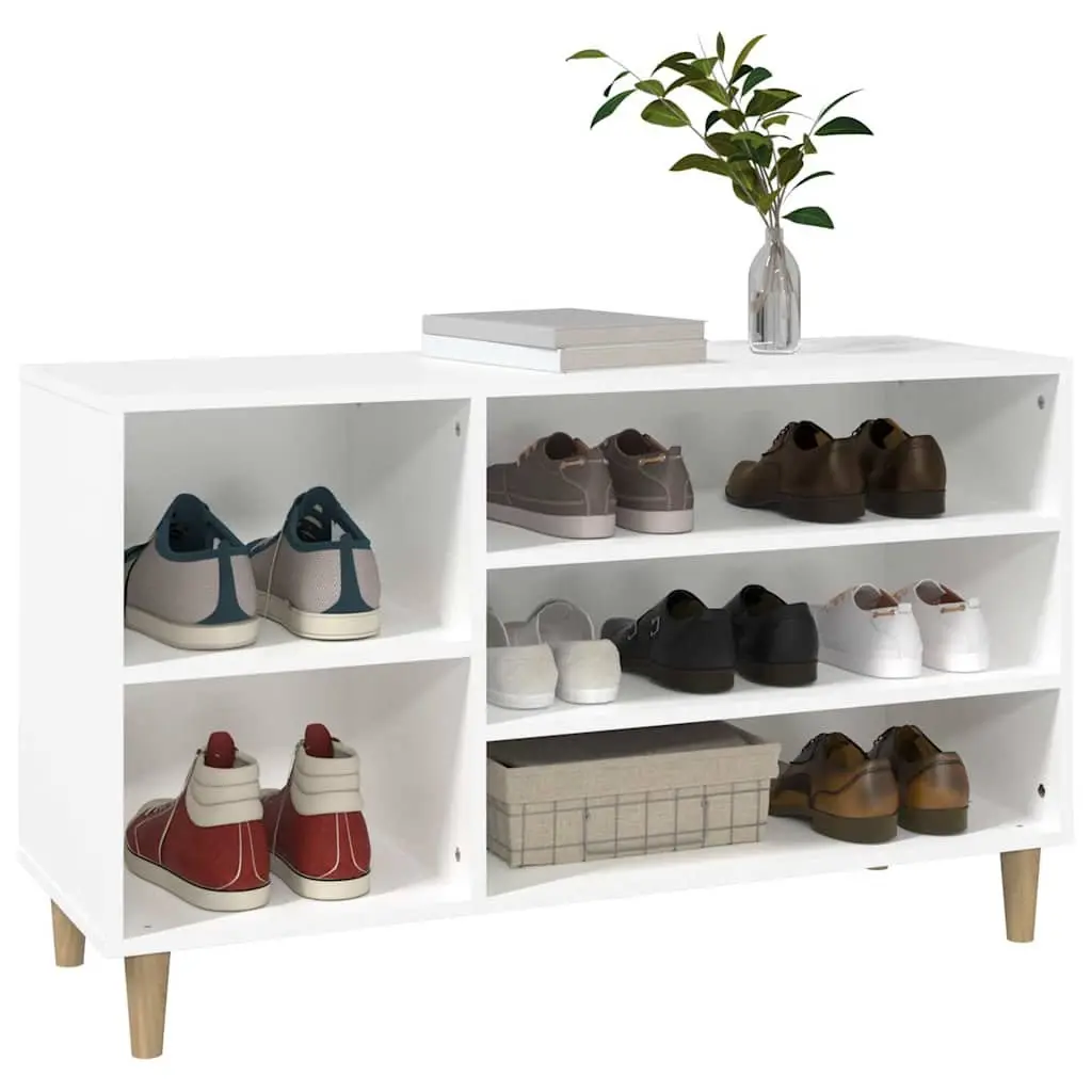 Shoe Cabinet Engineered Wood 102x36x60 cm White Storage Organiser Hall Furniture