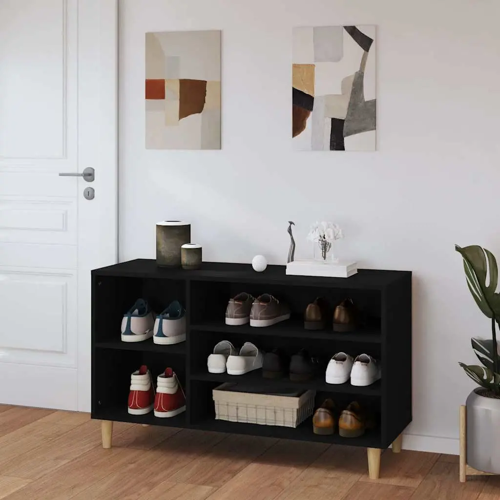 Shoe Cabinet Engineered Wood 102W x 36D x 60H cm Black Storage Organizer Hallway Entryway Furniture