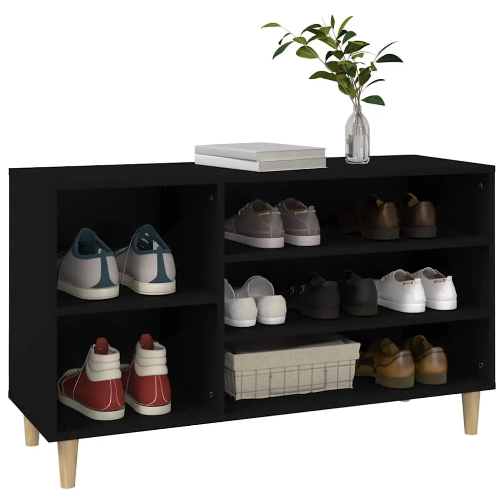 Shoe Cabinet Engineered Wood 102W x 36D x 60H cm Black Storage Organizer Hallway Entryway Furniture