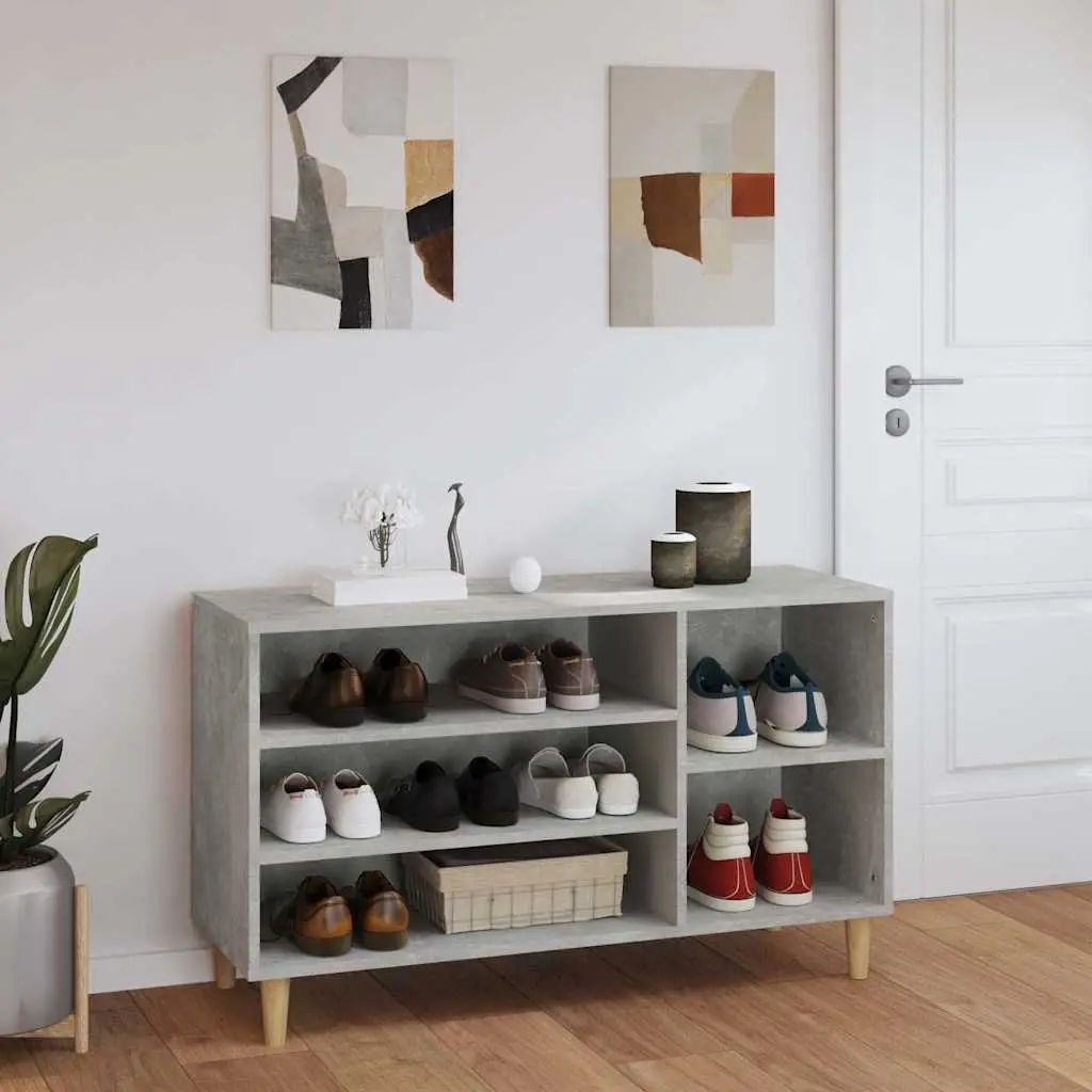 Shoe Cabinet Engineered Wood Grey 102x36x60cm Storage Organiser Hall Furniture