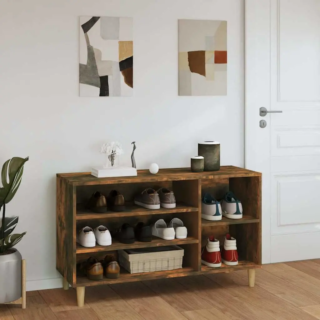 Shoe Organiser Cabinet Engineered Wood Brown Multiple Compartment Storage 102x36x60cm