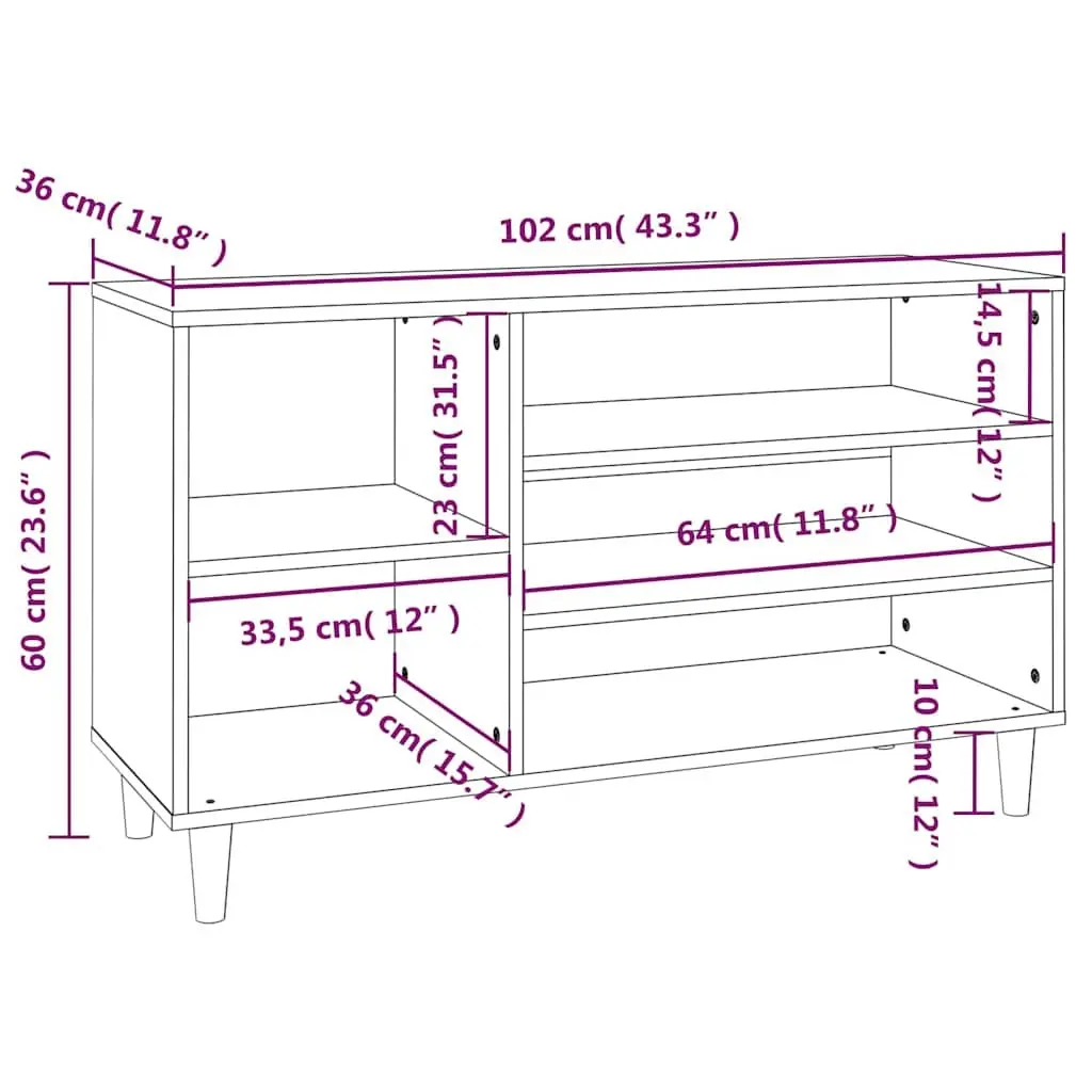 Shoe Cabinet Organiser Engineered Wood 102W x 36D x 60H cm Grey
