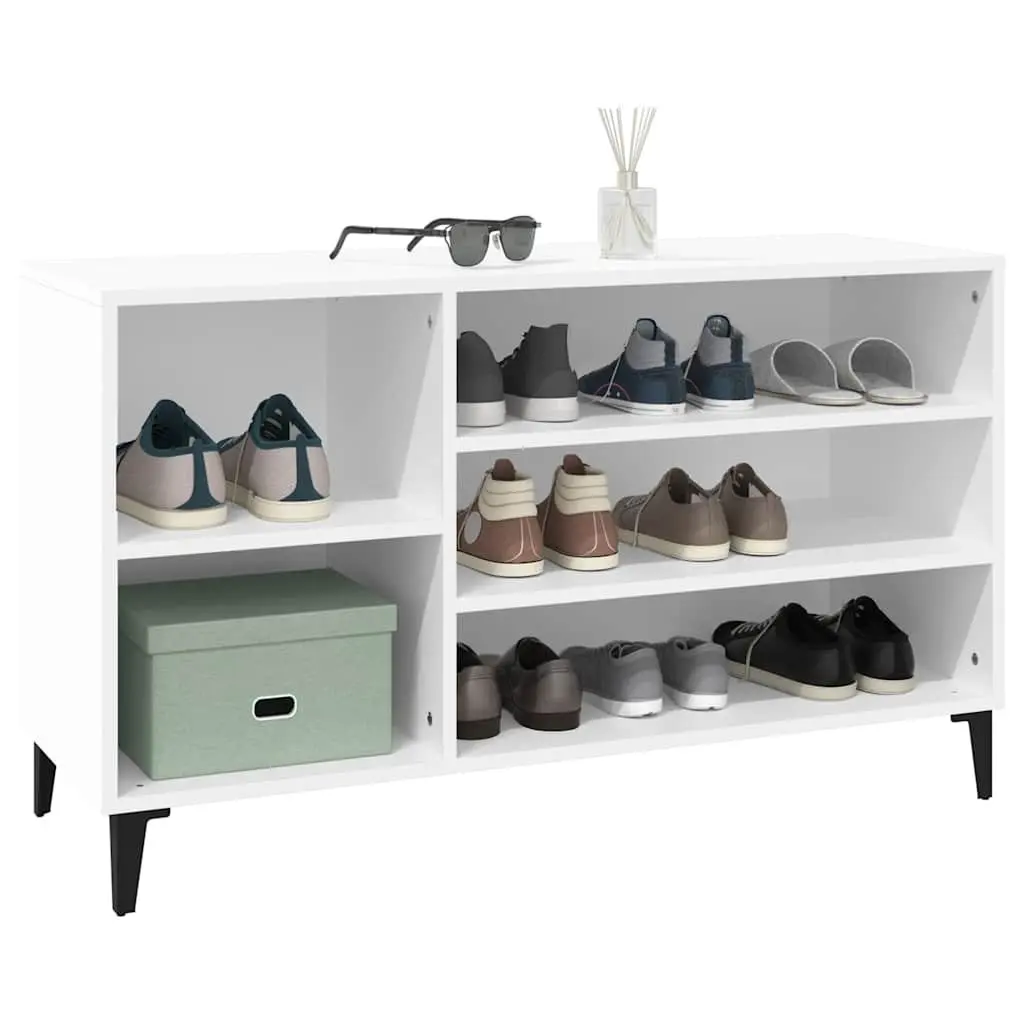 Shoe Cabinet Engineered Wood Storage Organizer White Hallway Furniture 102x36x60cm Multiple Compartments Stable Top Surface
