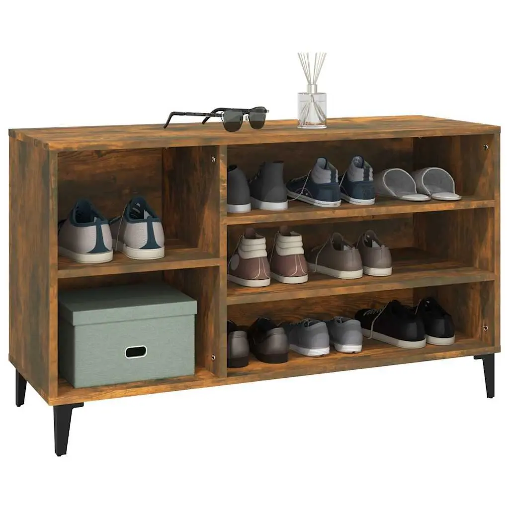 Shoe Cabinet Brown Engineered Wood Storage Organiser Hall Furniture Compartments