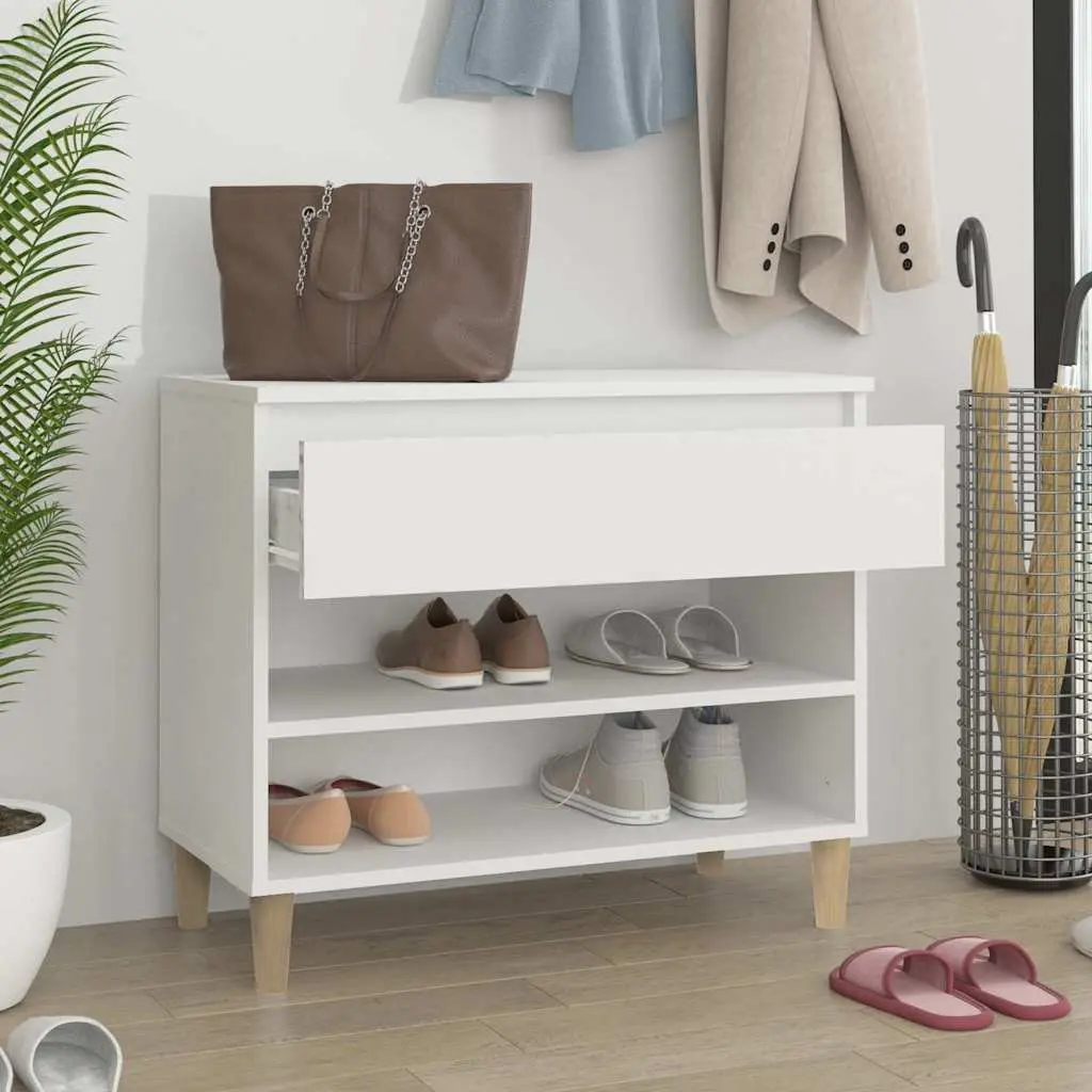 Shoe Storage Cabinet Engineered Wood White 70x36x60cm Organiser for Entryway and Hall
