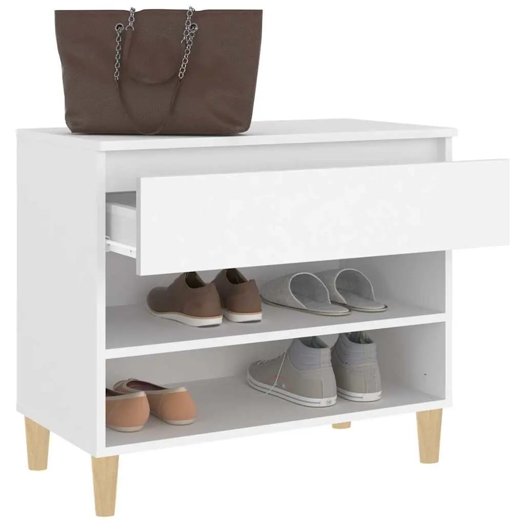 Shoe Storage Cabinet Engineered Wood White 70x36x60cm Organiser for Entryway and Hall